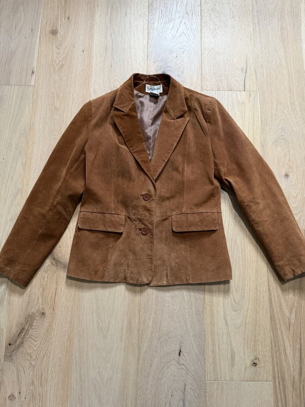 Vintage Bagatelle Brown Leather 2 Button Blazer Jacket Women’s 8 VTG Streetwear